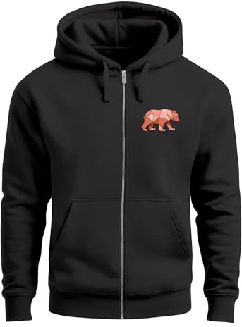 Neverless® Zip Hoodie Herren Sweatjacke mit Kapuze Print Aufdruck Motiv Zipjacke Männer Fashion Streetstyle Schwarz 4XL