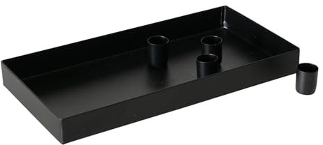 Seaside No.64 - Tablett mit 4 magnetischen Kerzenhaltern - Kerzenständer aus Metall, Matte Optik, für Stabkerzen - Dekotablett für deinen DIY Adventskranz und Tafelkerzen mit Ø2,2 cm (schwarz, eckig)