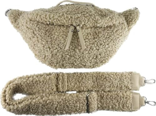 Teddyfell Unisex Gürteltasche Crossbody Bauchtasche Umhängetasche Gurt Unifarbe (Beige)