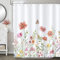 Bonhause Duschvorhang Frühlingsblumen Rote Blumen Grünes Blätter Duschvorhänge 180 x 180 cm Anti-Schimmel Wasserdicht Polyester Stoff Waschbar Bad Vorhäng für Badzimmer mit 12 Haken