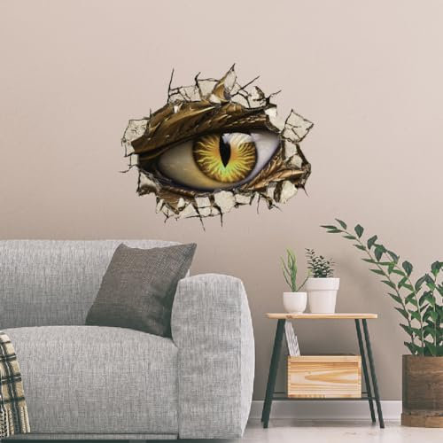 SUPERDANT 3D Drachenauge Wandaufkleber 3D Wandaufkleber Brechend Lustiger Drache Wanddekoration Kinderzimmer Wandaufkleber Zum Abziehen Und Aufkleben Für Kinder Badezimmer Toilette Wanddekoration