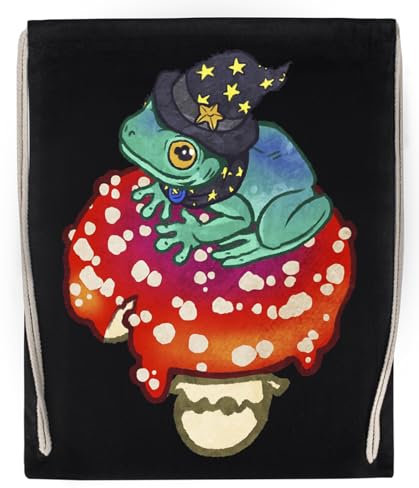 GUNMANTOR Magische Froschhexe Schwarz Sport Reise Sporttasche Langlebig Umweltfreundlich Drawstring Gym Bag