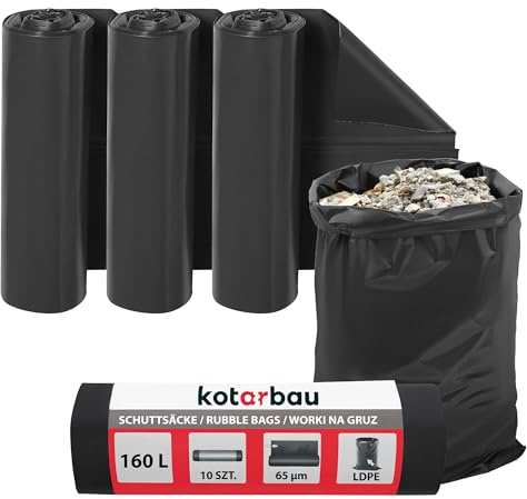 KOTARBAU® 3 x Sac Gravat, Sac A Gravats en Plastique, Chantier 160l 65µm à usages Multiples pour déchets et ordures