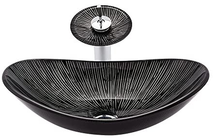 TEmkin Badezimmer-Waschbecken, Unterbau-Waschbecken, Badezimmer-Waschbecken, Waschbecken aus gehärtetem Glas, Hotel-Badezimmer, Kunstutensilien-Waschbecken mit Wasserhahn-Kombi-Bathoom