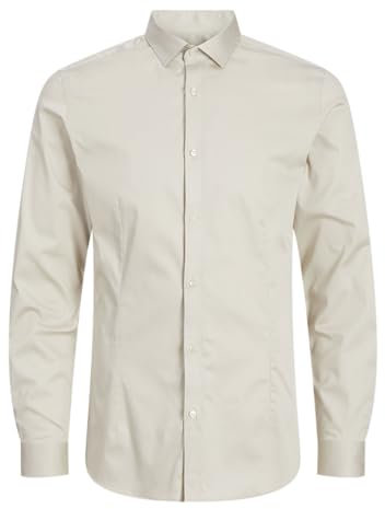 JACK & JONES Chemise pour Homme, Coupe ajustée, Moonbeam/Fit : Super Slim, L