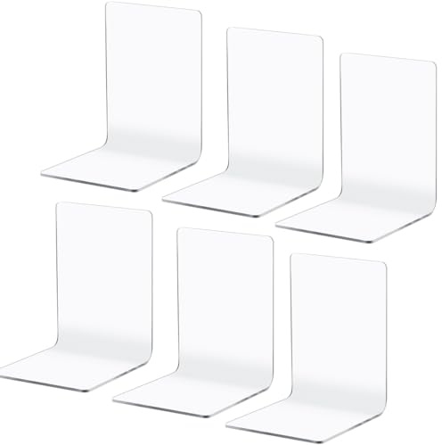 OctBird 6 Pcs Klarer BuchstäNder aus Acryl,L FöRmig BuchstüTze aus Acryl,Acryl BuchstüTzen,Buchstützen Set für Schlafzimmer Bibliothek BüRo Schule und Zuhause Desktop Organizer Dekoration Geschenk