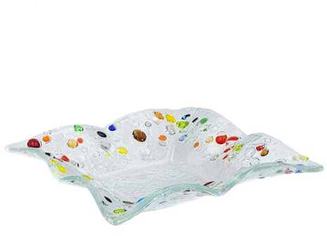 Sospiri Venezia - Plato decorativo de cristal de Murano decorado a mano - Idea de regalo para recuerdo de ceremonia con elegante caja (14x14 cm, cuadrado)