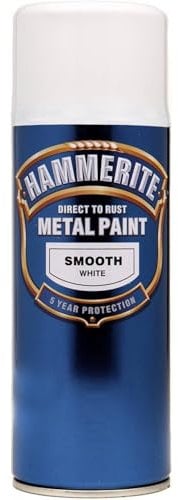 AMK® Hammerite Metal Paint 400ml Aerosol Smooth White Direct Rust Quick Drying No Primer Or Undercoat Needed Single Coat