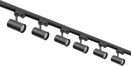 3-Phasen-Schienen-Set NEXTRACK - Schienensystem Komplett-Set mit 6x GU10 Lampe und 3x 1m Schiene, 2x gerader Verbinder, Netzteil, Kappe (Schwarz, Schiene 3x1 Meter gerader Stecker)