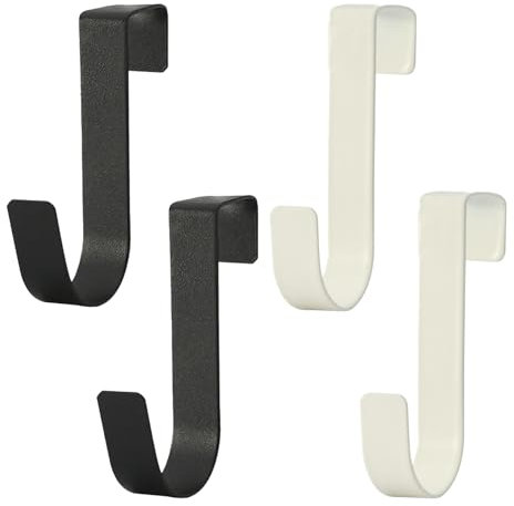 4 Pcs Over Door Hooks, Single Heavy Duty Stainless Steel Reversible Wreath Hanger, Sturdy Over The Door Hanger for Hanging Bathroom Kitchen Wardrobe Coats Hats Bags Christmas Xmas Wreath (Width 2cm)