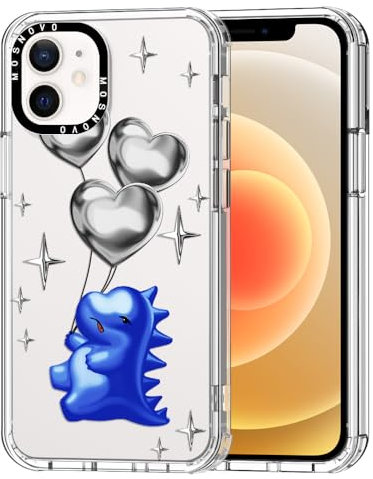 MOSNOVO für iPhone 12 / iPhone 12 Pro Hülle – Durchsichtige, schlanke, stoßfeste TPU+PC-Handyhülle, [6,6 Fuß Fallschutz/Anti-Abziehen] - Balloonasaurus