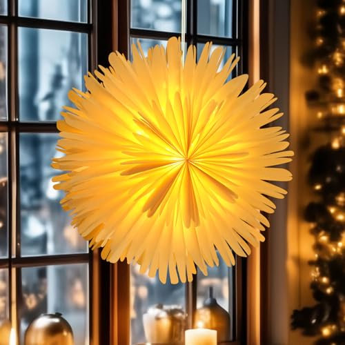 45CM Weihnachtsstern Beleuchtet, Faltstern Weihnachten,45CM Papiersterne zum Aufhängen, 3d Weihnachtsstern, Papiersterne Weihnachten, Papierstern Lampenschirm, für Fenster Dekoration, Weihnachten