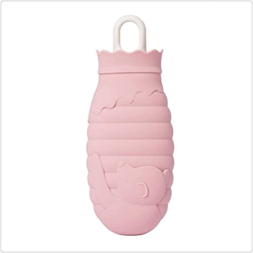 ZUOZUIYQ Bouillotte en Silicone Bouillotte Ours avec Couverture Tricotée Chauffage Micro-Ondes Bouteille en Silicone Sac Chaud (Couleur : A, Taille : L)