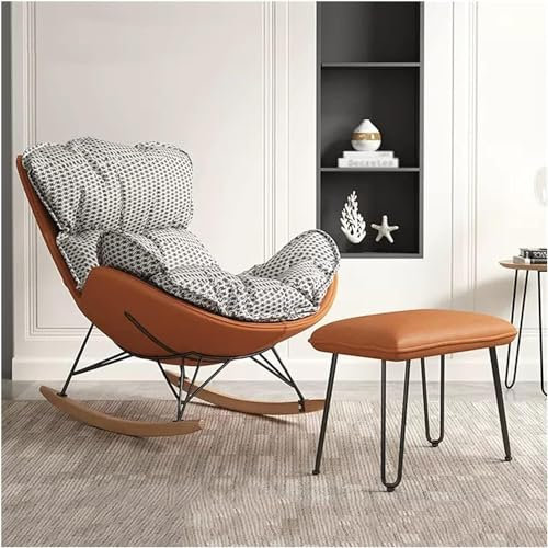 Ensemble de Fauteuil à Bascule et Repose-Pieds de Loisirs, Fauteuil à Bascule, Fauteuil à Bascule, Fauteuil avec Repose-Pieds Ottoman (Gris 3 Taille Unique)
