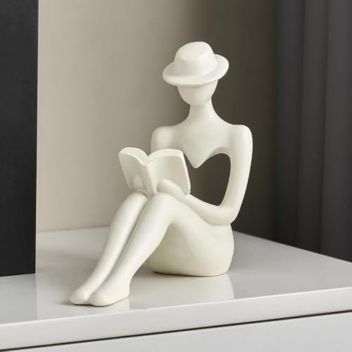 CEIERPH Lesestatue für Damen, Heimdekoration, weibliche Skulptur Akzent für Regale, Statue, Geschenke für Ehefrau, Mutter und Tochter