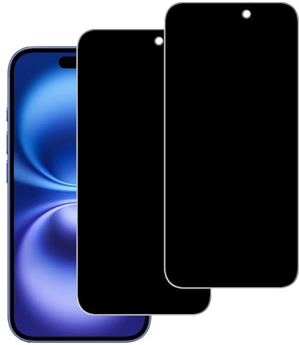 2 Pack for iPhone 16 Screen Protector Privacy, Anti Spy Tempered Glass Film, Anti Scratch