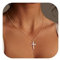 Dochais Kreuz Kette Damen Roségold Klein, Halskette Kreuz Damen, 14K Gold Vergoldet Kette Kreuz, Kreuz Kette mit Zirkonia, Halskette Choker Kreuz, Kette mit Kreuz Anhänger Roségold für Frauen Damen