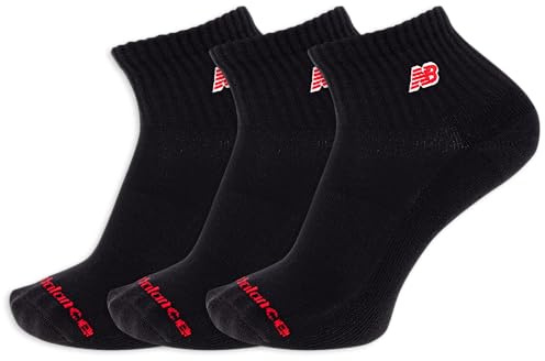 New Balance Unisex Patch Logo Ankle Socks - 3 Pairs - Cushioned Moisture Wicking Knöchelsocken mit aufgesetztem Logo