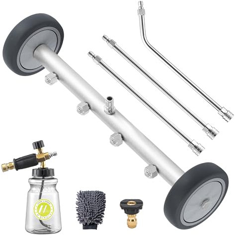 M MINGLE Undercarriage Pressure Washer Attachment, 16 Inch Powerful Under Car Washer with Foam Cannon and Car Wash Mitt, 4000 PSI