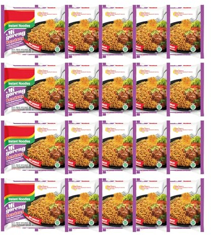 Mi Goreng Beef Rendang Noodles - 80g (Pack of 20) | Authentic Indonesian Instant Noodles | Quick & Delicious Meal Solution | Global Cuisine Lovers