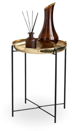 JYZ Gold Tray Table | Round Metal Side Table for Living Room, Bedroom & Bathroom | Modern side table | Small gold table