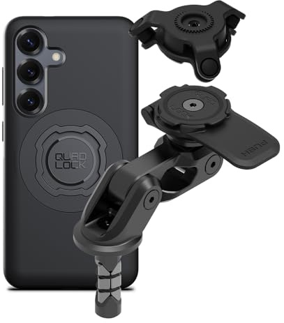 QUADLOCK Motorcycle Fork Stem Mount PRO Kit with Vibration Dampener and MAG Phone Case for Galaxy S25