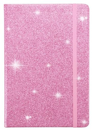 Pink Glitter Notebook A5, Hardcover Lined Journal mit 200 Seiten, Hardcover Leder Tagebuch, das klassische Notebook, Ruled Journal Notebook für das Schreiben zu Hause Büro Schule Arbeits