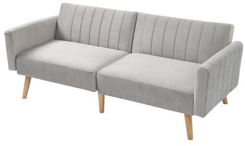 LARFOEK 2-Sitzer Sofa mit Schlaffunktion, Sofas & Couches, Multifunktionales Doppel Polstersofa, 3-Fach Klappbar Schlafcouch für Kleine Wohnungen und Schlafsäle, 178 X 75 X 68 cm (Antikes Grau)