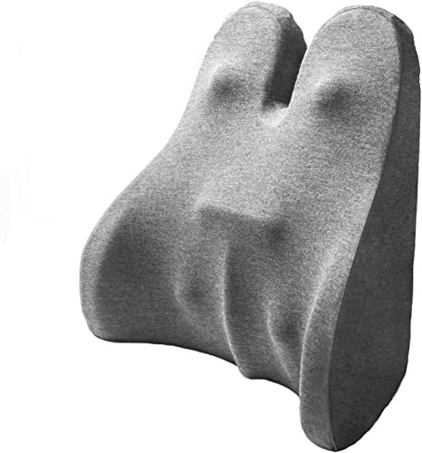 Lumbar Support Pillow - Portable Ergonomic Memory Foam Back Support with Double Wing Protection for Offices, Cars, and Wheelchairs - Ideal Comfort and Stability