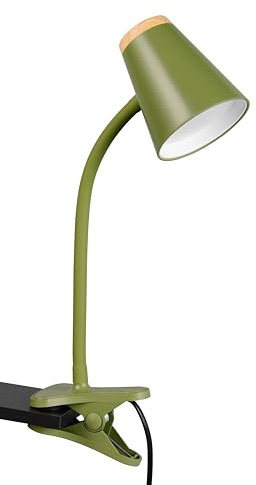 Reality Leuchten LED Klemmleuchte Pongo R25831115, Kunststoff Grün, Holznachbildung, inkl. 4.5 Watt LED, Flexarm