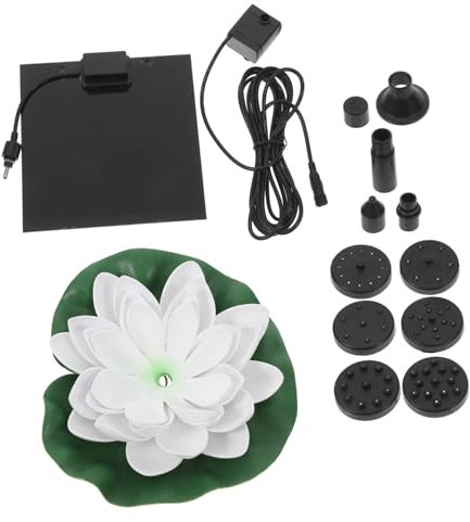 HAKIDZEL Schwimmender Lotus Solarbrunnen für Vogelbad Solarbetriebener Gartenbrunnen 2.5W Seerosenbrunnen für Außenbereich Dekorativ Vogel Robust