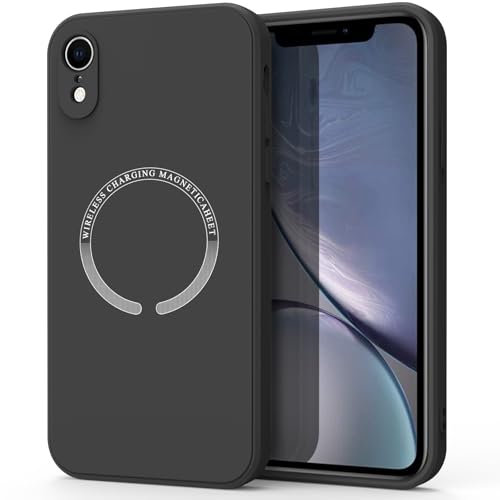 WOOZ Magnetic Case for iPhone XR Phone Case with MagSafe, Camera Protection Ultra Slim Shockproof Bumper Liquid Silicone Case with Microfiber Lining (Black)
