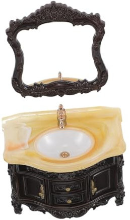 Alipis 2 Stück Badezimmer Schrank mit Waschbecken Teiliges für Puppenhaus Dekoration Zubehör für DIY Puppenhaus Detailgetreue Handwerkskunst für Kreatives