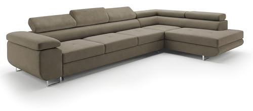 Ecksofa mit Schlaffunktion PASTI XL L-Form, Sofa Couch mit Bettkasten, Couch Eckcouch, Schlafsofa für Wohnzimmer Couch mit Schlaffunktion (Pet Friendly Edition Olivgrün, Ottomane Rechts)