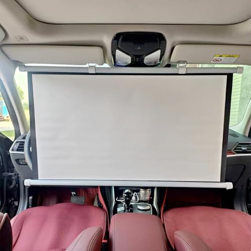 HOUKOIKBUG Projector Screen 30 40 Portable Projector Screen For Car, Manual Pull Down Roll Up Mini Movie Screen, 16:9, 4K HD Projection Screen For Fitting Car, Travel, Camping(50in)