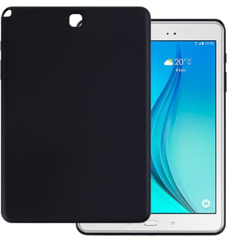 Funda Tableta para Galaxy Tab A SM-T550 SM-T550N - Negro | 9.7 2015 Funda trasera flexible a prueba de golpes con bordes elevados, protector delgado antirrayaduras