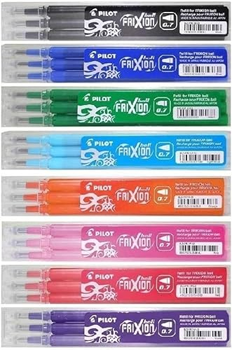 Pilot BL-FR7 Frixion Packung mit 1 Packung mit 3 Tintenpatronen für löschbare Tintenroller, 0,7 mm Spitze