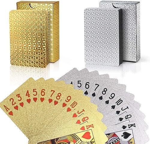 Joyoldelf 2 x Poker-Kartenspiel, wasserdicht, aus Kunststoff, Diamant, Schwarz, Kartenspiele 54, perfekt für Party und Spiel