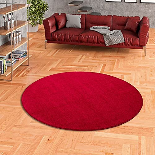 Snapstyle Hochflor Velours Teppich Luna Rot Rund in 7 Größen