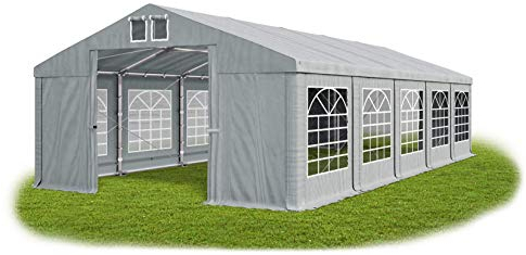 Partyzelt 8x10m wasserdicht grau Zelt 560g/m² PVC Plane ganzjährig stahlseile Gartenzelt Winter Plus SD