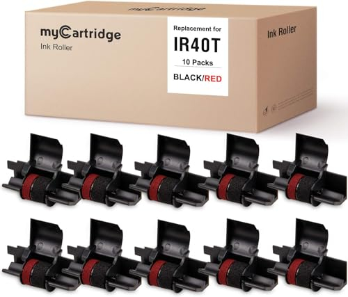 MYCARTRIDGE IR40T IR-40T CP-13 NR-42 (10er-Pack) kompatibel mit Taschenrechner, Tintenroller, Ersatz für IR-40T CP-13-Schwarz & Rot
