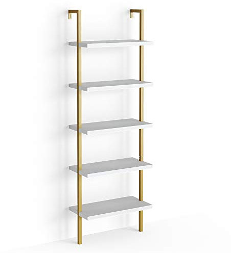 Vicco Ladder shelf Ava, White/Gold, 60 x 183 cm