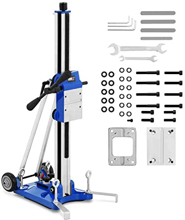 MSW Bâti De Carottage Rail Guidage Support Pour Perceuse Perçage Carotteuse Pied Colonne MSW-DMS300 (4 Vis De Réglage, 2 Roulettes, Colonne 940 mm, Pied 400 x 480 mm, Aluminium/Acier)