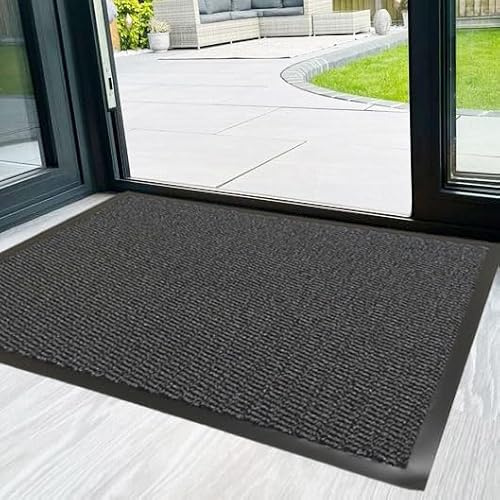 RSM RUGS Heavy Duty Non Slip Grey Black Barrier Mats - Available in 18 Sizes (80cm x 120cm)