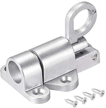 sourcing map Door Spring Bolt Aluminum Alloy Security Automatic Window Gate Latch Bounce Lock Silver Tone