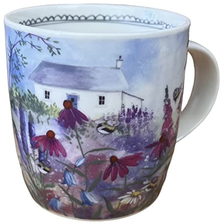 Alex Clark Bee Garden Mug- Wildflowers - Country Cottage - Original Artwork - Cup for Bee Lovers - Gift Ideas - Perfect for Coffee & Tea - Vegan Friendly - Designed in The UK...