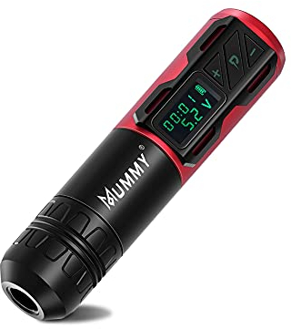 Mummy Wireless Rotary Battery Pen Tattoo Cartridge Machine Rotary Pen with 1800mAh Wireless Power Coreless Motor Digital LED Display Tattoo Equipment Supply(red)