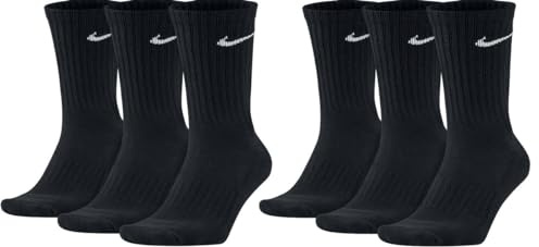 NIKE 6 X Socken 2 X 3er Pack SX4508 SX7664 BB, Farbe:3 X Schwarz 3 X Weiß, Größe:XL = 46-50