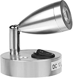 CPROSP 1 Unidad 3W 12V Luz de Lectura, Luz Cálida, Lámpara Foco de Pared Interior con Interruptor 180° Flexible, para Barco Coche Caravana Autocaravana Camper Yate Furgoneta