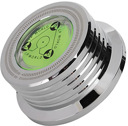 ciciglow Pesa de Disco de Metal, Estabilizador de Disco Giratorio, Estabilizador de Disco de Aluminio, con Nivel de Burbuja, para Eliminar Vibraciones, para Tocadiscos de Vinilo LP(Plata)